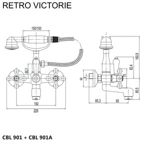 Mereo Mereo, Vaňová nástenná batéria, Retro Viktorie, 150 mm, s príslušenstvom, chróm, MER-CBL901