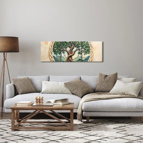 Obraz – Prepletený strom života (s hodinami) (90x30 cm)