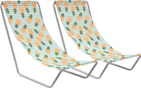 Súprava 2 ks skladacích plážových ležadiel SAND PINEAPPLE, farebné