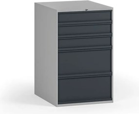 Zásuvkový dielenský box na náradie k pracovnému stolu, 5 zásuviek, 510 x 592 x 810 mm, grafit