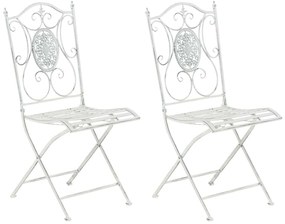Kovová skladacia stolička Sibell (SET 2 ks) - Biela antik
