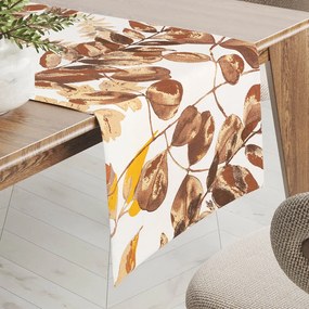 Biante Bavlnený behúň na stôl Sandra SA-530 Hnedý eukalyptus na bielom 20x180 cm