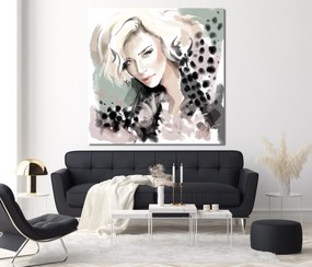 Gario Obraz na plátne Žena Blonde Face Fur Fashion - Irina Sadykova Rozmery: 60 x 60 cm