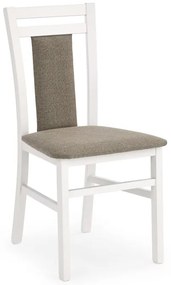 Drevená jedálenské stolička HUBERT 8 – masív, látka, viac farieb biela / šedá