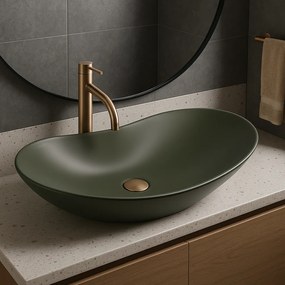 Rea Royal, umývadlo na dosku 615x355x155 mm, zelená matná, REA-U6372