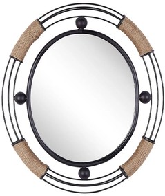 Nástenné zrkadlo čierny ovál 55 x 50 cm MOULINS Beliani