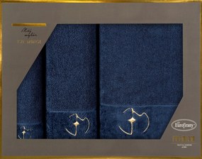 FROTÉ UTERÁK EVA MINGE GAJA SADA 1KS 30X50 CM, 1KS 50X90 CM, 1KS 70X140 CM TMAVOMODRÁ