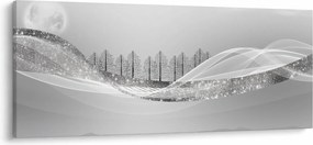 Obraz - Strieborná krajina (120x50 cm)