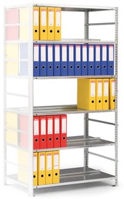 META Regál na zakladače COMPACT, 2200 x 750 x 600 mm, sivý, prídavný