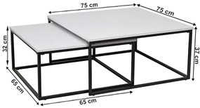 Set dvoch konferenčných stolíkov, matná biela/ čierna, KASTLER TYP 1