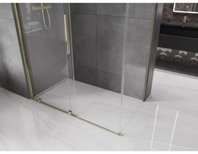 Mexen Velar, sprchový kút s posuvnými dverami 150(dvere) x 80(stena) cm, 8mm číre sklo, zlatá lesklá, 871-150-080-01-50