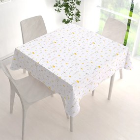 Biante Bavlnený štvorcový obrus Sandra SA-497 Žlté bylinky na bielom 80x80 cm