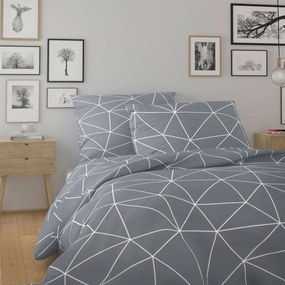 Kvalitex Bavlnené obliečky Nordic Grid šedá, 140 x220 cm, 70 x 90 cm, 140 x 220 cm, 70 x 90 cm