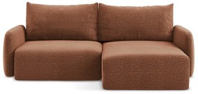 Rozkladacia/s úložným priestorom rohová pohovka v tehlovej farbe (pravý roh) Kalena – Makamii