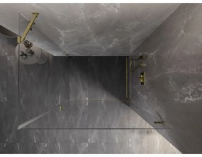 Mexen Lunar-B, pravostranný výklopný sprchový kút 75 x 70 cm, 8mm číre sklo, zlatý kartáčovaný - 832-075-070-55-00-P