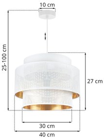 Závesné svietidlo Asti, 1x biele PVC tienidlo, (fi 40cm), g, w