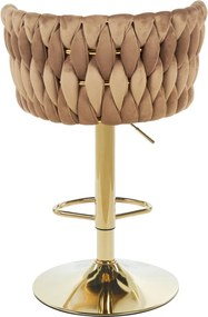 Dekorstudio Barová stolička GLAMOUR TWIST cappuccino (zlatý rám)