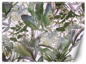 Gario Fototapeta Monstera a tropické listy v pastelových farbách Materiál: Vliesová, Rozmery: 300 x 210 cm
