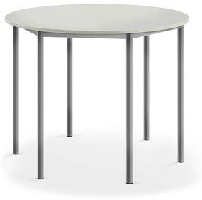 Stôl SONITUS, okrúhly, Ø 1200x900 mm, HPL - šedá, strieborná