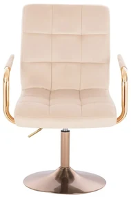 LuxuryForm DESIGN Stolička VERONA GOLD VELUR na zlatom tanieri - krémová