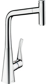 HANSGROHE Metris Select M71 páková drezová batéria s vyťažiteľným výtokom, 1jet, výška výtoku 333 mm, chróm, 14884000