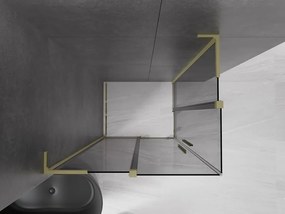 Mexen Velar L Duo, sprchový kút s posuvnými dverami 90 x 80 cm, 8mm šedé sklo, zlatá matná, 871-090-080-02-43-55