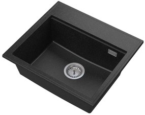 Gamma Modern 5055, 1-komorový granitový drez 560x500x210 mm, čierna škvrnitá, GMA-ZM-55-BP