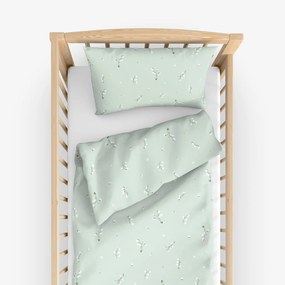 Goldea detské bavlnené obliečky do postieľky - konvalinky 90 x 140 a 50 x 70 cm
