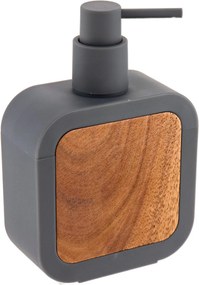 Dávkovač mydla Tempesti, sivá/s drevenými prvkami, 350 ml