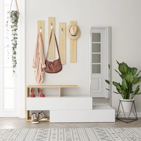 Předsíňová stěna Houseland Ramda bílá/dub přírodní