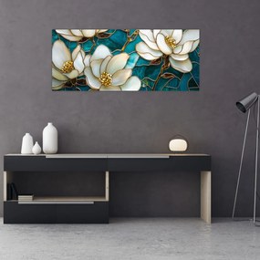 Obraz - Vitráž s magnóliou (120x50 cm)