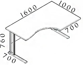 Ergonomický stôl Visio 160 x 100 cm, pravý, čerešňa