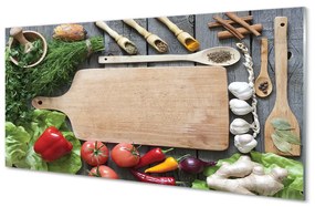 Sklenený obklad do kuchyne Board petržlen korenie 125x50 cm