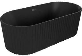 Mexen Paola, voľne stojaca vaňa, drážkovaná, 150 x 75 cm, čierna matná, čierna matná, 52721507571-70