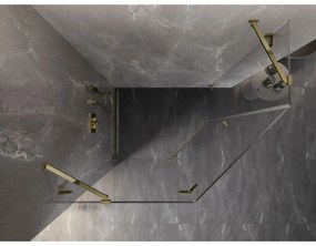 Mexen Lunar, Päťuholníkový sprchový kút Mexen Lunar naklápací doľava 100 x 90 cm, 8mm číre sklo, zlatý profil, 831-100L-090P-50-00-L