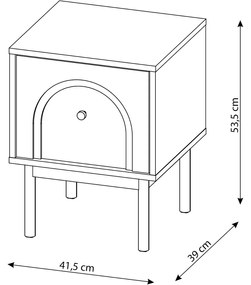 Noční stolek Mazoma 41 cm černý/zlatý