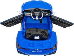 Ramiz BMW i4 Detské autíčko na batérie modré + pomalý štart + EVA + ekokoža + LED audio + diaľkové ovládanie