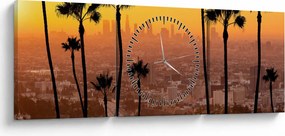 Obraz - Panorama Los Angeles (s hodinami) (90x30 cm)