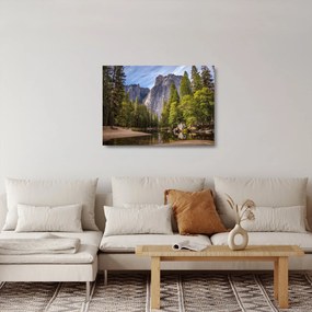 Sklenený obraz - Pod Yosemite skalou (70x50 cm)