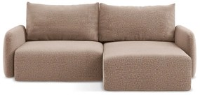 Svetlohnedá rozkladacia/s úložným priestorom rohová pohovka (pravý roh) Kalena – Makamii