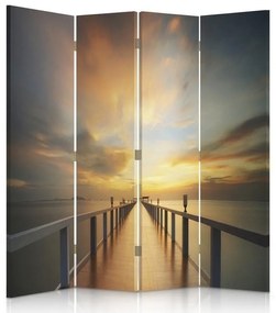 Ozdobný paraván Krajina mostů - 145x170 cm, štvordielny, klasický paraván
