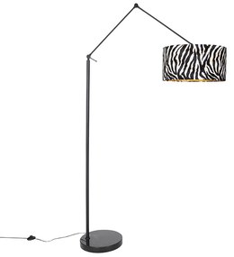 Stojaca lampa čierna so zebra tienidlom 50 cm - Editor