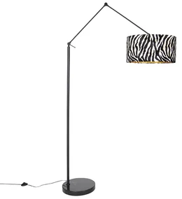 Stojaca lampa čierna so zebra tienidlom 50 cm - Editor