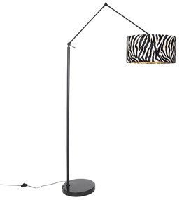 Moderná stojaca lampa čierne tienidlo zebra dizajn 50 cm - Editor