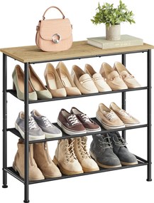 Botník TAYLOR ARTISAN s čiernou konštrukciou 75x71 cm, 3 police