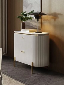 KOMODA GASTON S ZLATÉ NOHY + BIELA + SYNTETICKÝ MRAMOR 100 cm