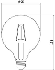 Mexen Vintis, LED žiarovka E27, G95, 2W, Teplá - 2200K, 150 lm, dymová - L157-E27-0222-70