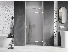 Mexen, Mexen Lunar pravé otočné sprchové dvere 105 cm, transparentné, biele - 834-105-000-20-00-P