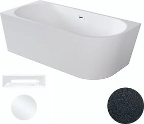 Besco Akrylátová voľne stojaca rohová vaňa Zoya Glam G 150x75 (170x80) biela/grafit BESCO-Typ výpuste: Click-Clack s prepadom, chróm, BESCO-Rozmery: …