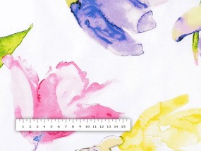 Biante Detské bavlnené posteľné obliečky do postieľky Sandra SA-481 Žlto-ružové akvarelové kvety na bielom Do postieľky 90x120 a 40x60 cm